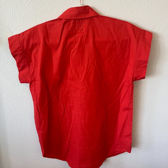 NWT The Shirt by Rochelle Behrens Short Sleeved Boyfriend Shirt in Persimmon - Picture 7 of 7
